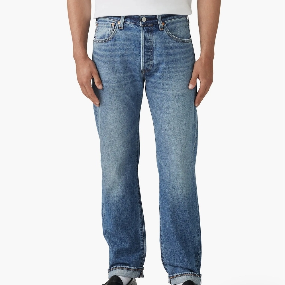 LEVI'S 501 Original Straight Leg Selvedge Classic Men's Vintage Blue Jeans 38x30